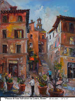 Piazza di San Salvatore in Lauro, Rome, Oil on Canvas